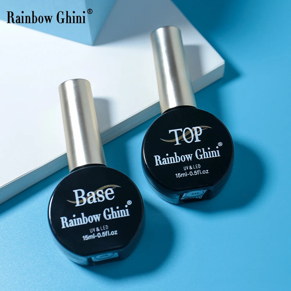 Rainbow Ghini 15ml Superbright Top Coat y Base Coat UV Gel First Nail Primer Polish without Sticky Layer No Wipe for Lamp nail polish