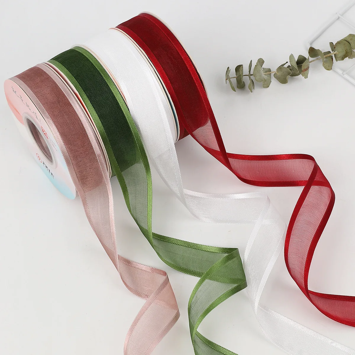 25Yards/Roll 2.5cm Sheer Chiffon Ribbon Organza Satin Ribbons For Gift