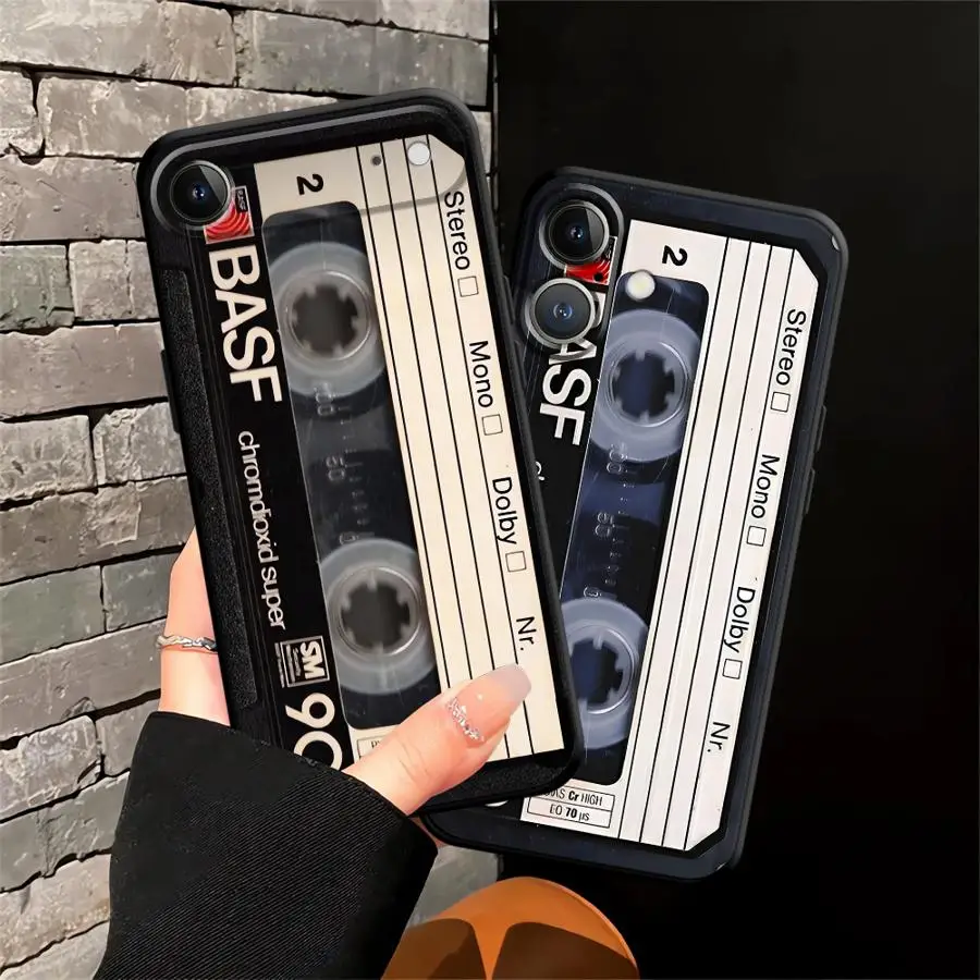 Vintage Cassette Tape Soft Phone Cover - Black