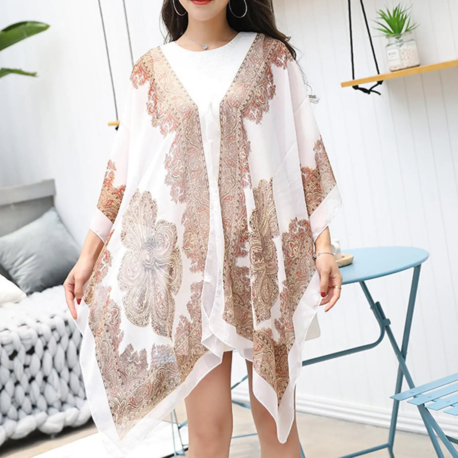 Women Chiffon Beach Cover Up Kaftan Tunic Dress Bikini Swimsuit Sarong Pareo Bathing Suit Resort Wear Swimwear Loose swimsuit cover up swimsuit coverup