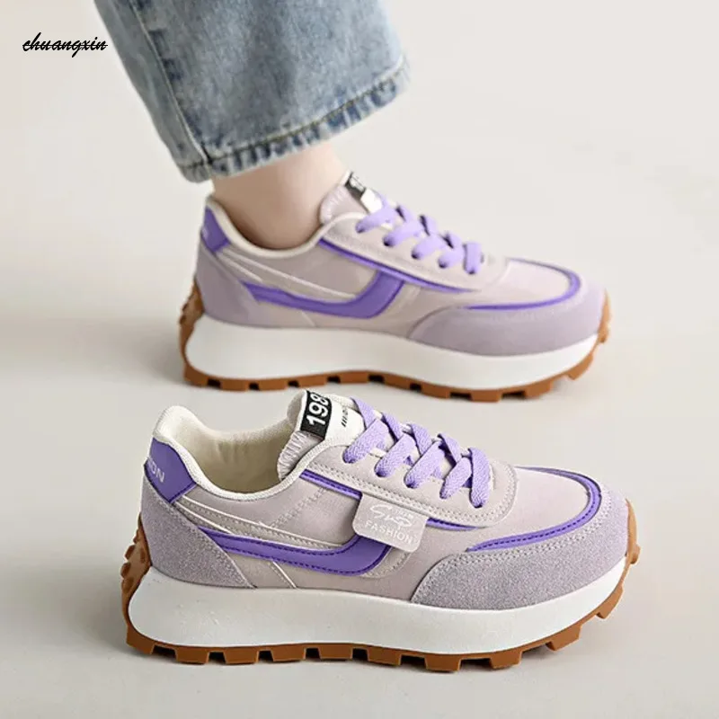 

Women Sports Shoes Lace Up Casual Female Student Sports Running Platform Shoes Para Autumn Forrest Gump Shoes кроссовки обувь