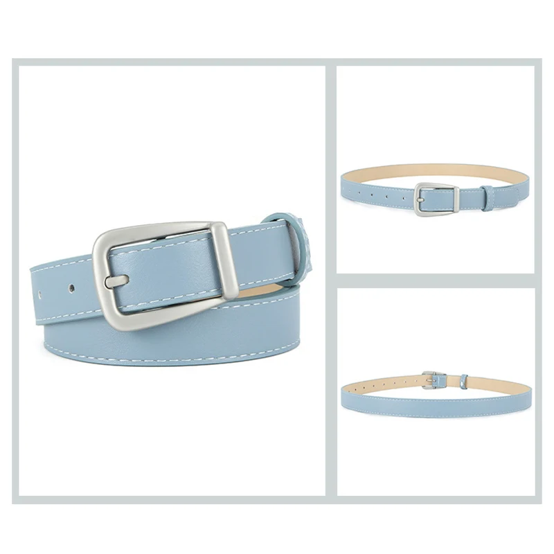 Women Belts New PU Leather Simple Metal Buckle Belt Girls Dress Jean Pants Waistband Belts for Lady Luxury Designer Brand Giedle - 6