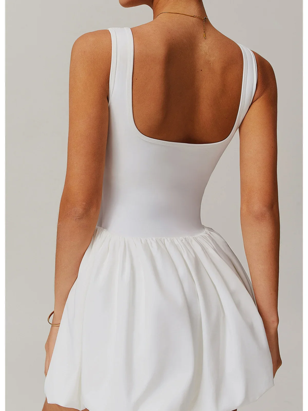 Tennis Golf Wear Dress for Women Fake Two-piece White Backless Pleated Dresses Outdoor Sport Running Breathable Fitness Suit