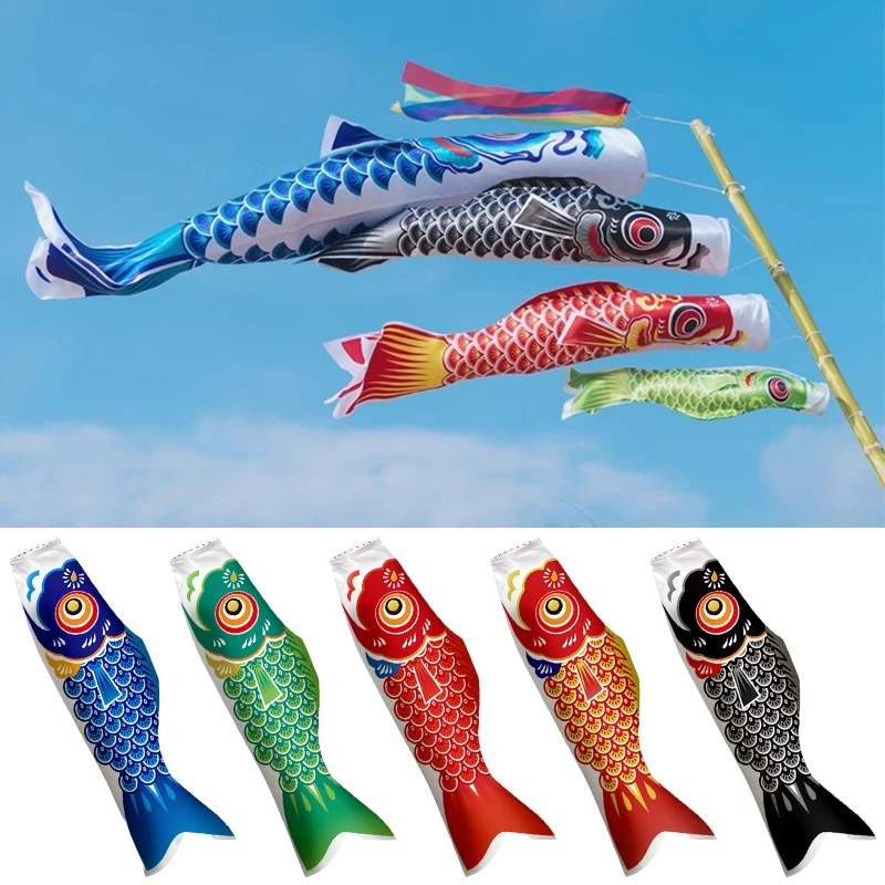 40/70/95cm Japanese Carp Flag Windsock Hanging Fish Flag Kite Colorful Wind Socks Home Garden Decoration Cartoon Fish