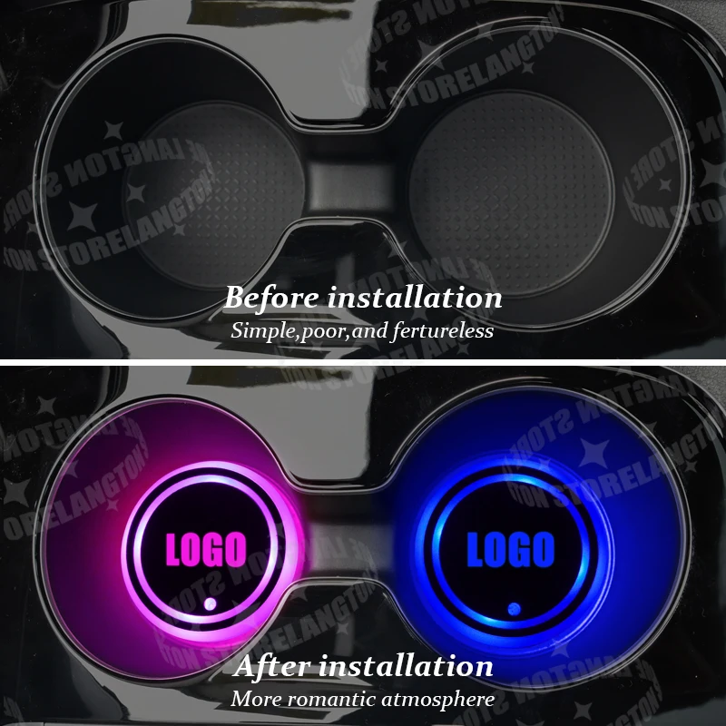 퓨전 트랜짓 커스텀 캠핑카 밴 mk6 mk7 로고 자동차, USB 컬러 워터 코스터 자동차 인테리어 앰비언스 조명 매트 장식