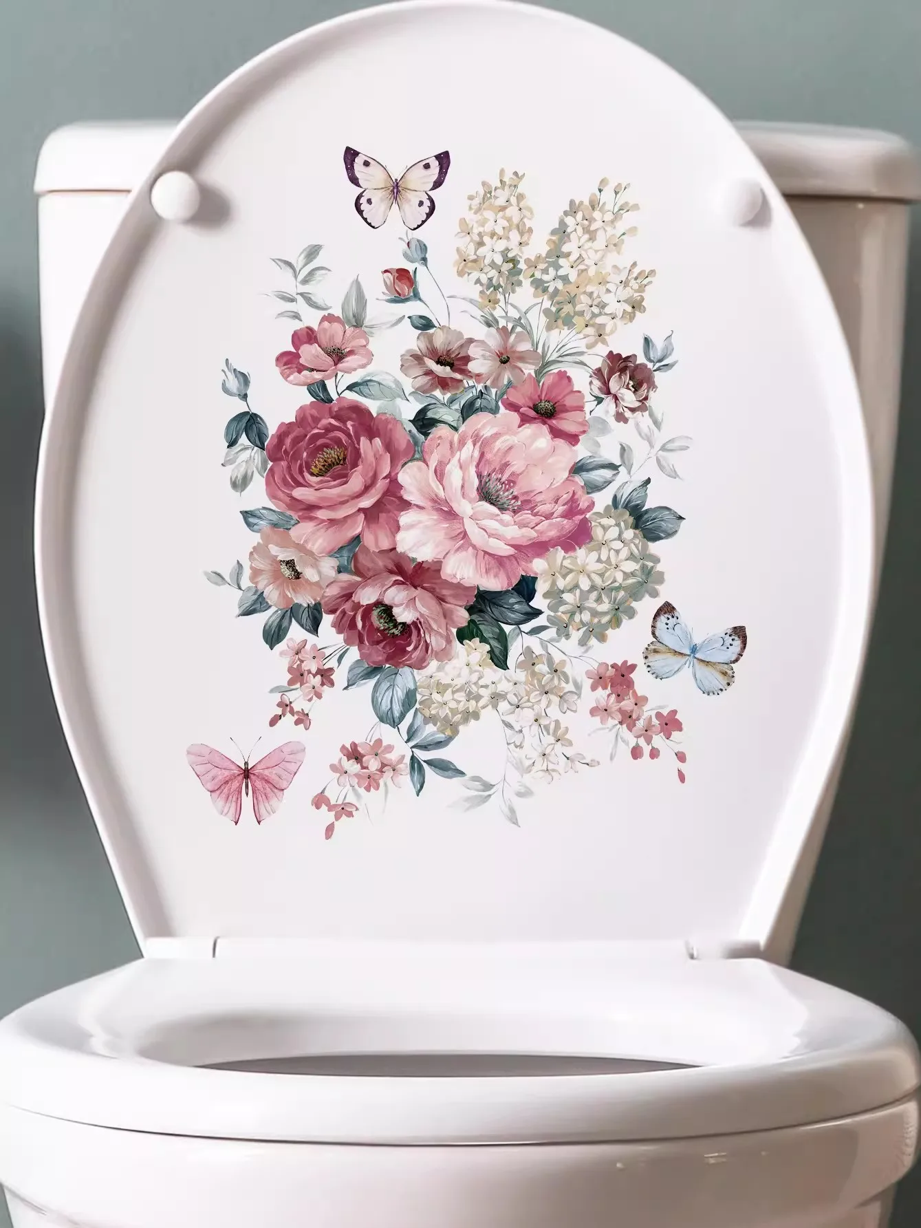 Pastoral Flowers And Plants Wall Sticker Bathroom Toilet Decor Decals Living Room Cabinet Home Decoration C209#
