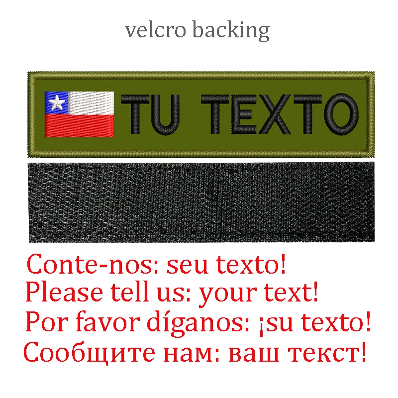 Chile Flag Embroidered Name Patches Badges Stickers Sewing On Hook Backing Iron On Transfers For Army Airsoft Gun Bags