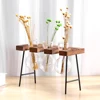 Transparent Glass Vase Wood Frame Iron Art Terrarium Bonsai Table Ornaments Flower Vase Tabletop Hydroponics Plant Flower Pot 5