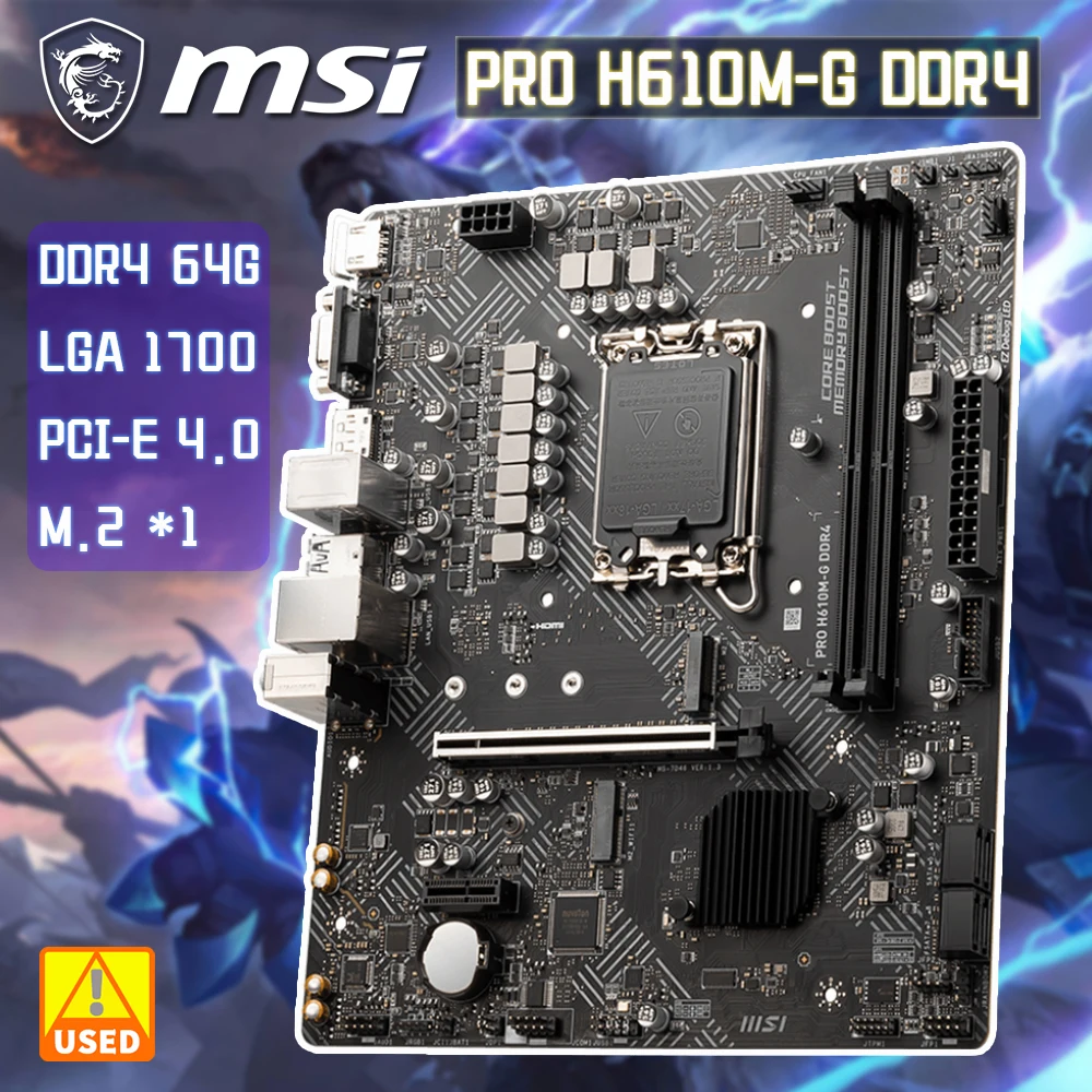 

LGA 1700 MSI H610M-G DDR4 Motherboard DDR4 Support Intel 12th-Gen CPU Desktop Intel H610 Mainboard LGA1700 M.2 PCIe 4.0