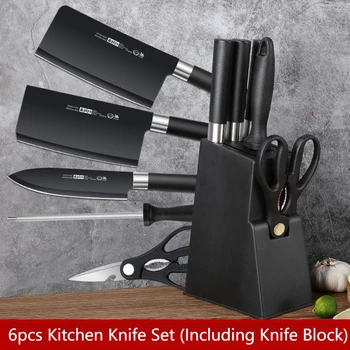 6-Piece Matte Black Knife Set with Slim Stand 1