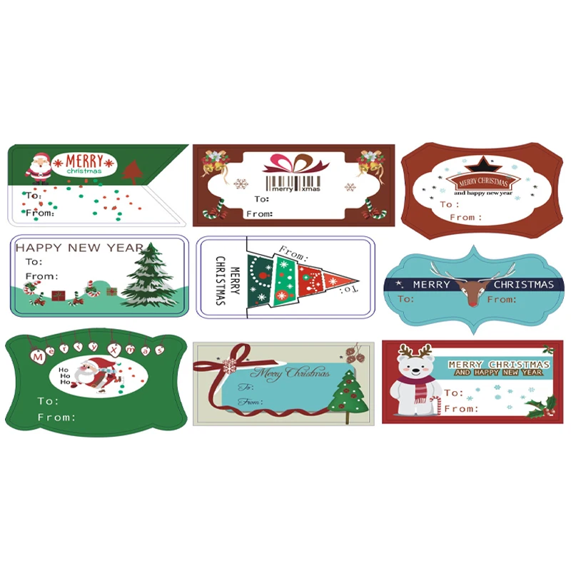 

450pcs/pack Irregular Sticker Snowman Christmas Tree Cake Package Sealing Label Writble Sticker DIY Gift Stickers Wholesale