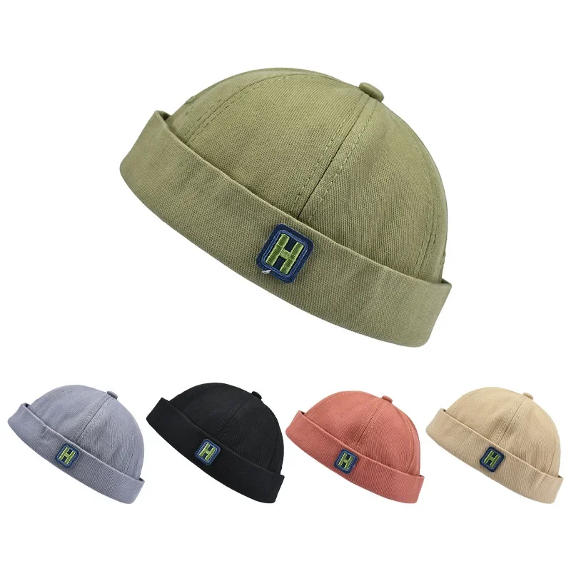 

Unisex Bonnets Retro Dome Melon Brimless BeanieMen Women Cap Skullcap Sailor Cotton Mechanic Trendy Elastic Panels Docker Hat