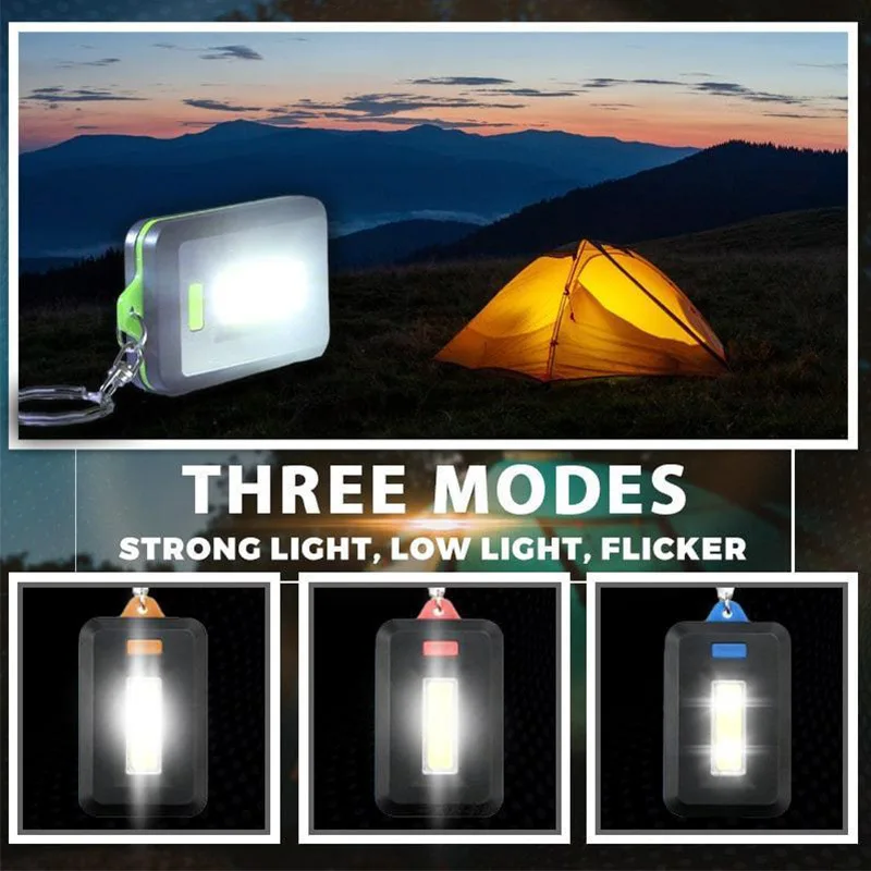  Portable Camping Lights Battery Powered Lamp LED Emergency Light Battery Lantern High Power Torch COB Keychain Flashlight 