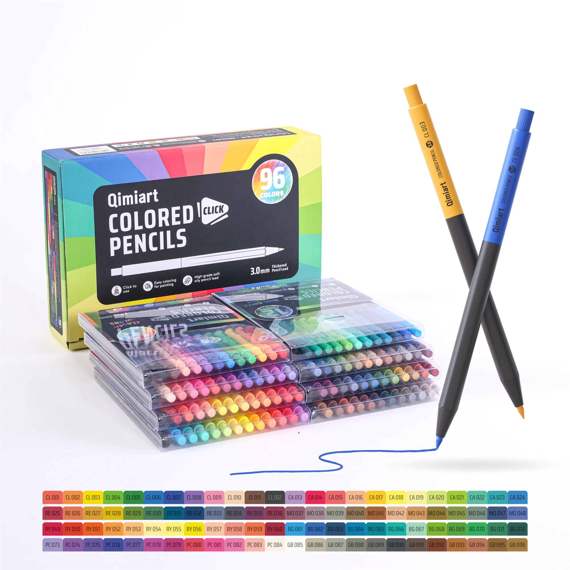 Set di Matite Meccaniche Languo da 3.0mm, 12-96 Colori, con Mina Morbida a Olio per Schizzi, Disegno, Colorazione, Forniture Scolastiche