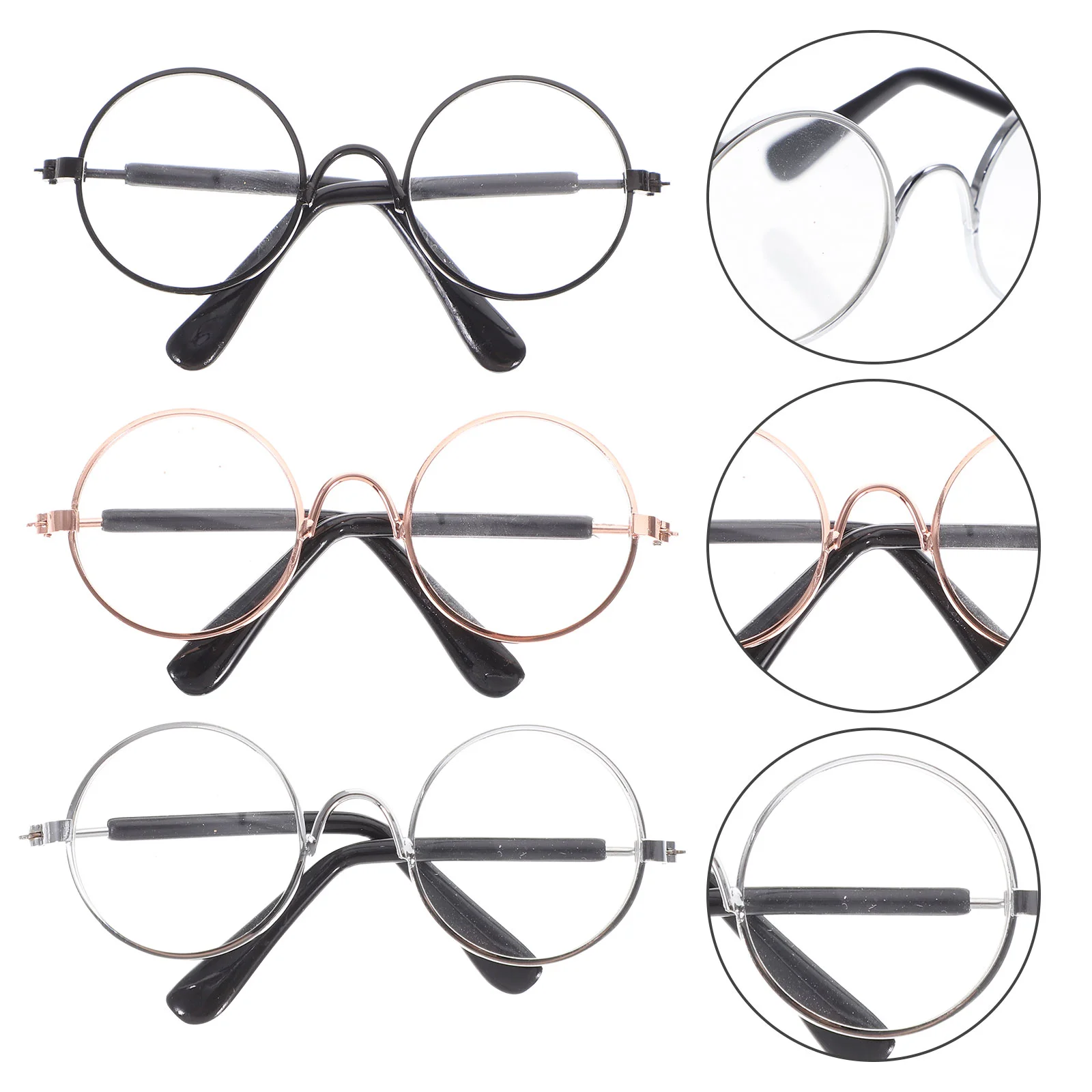 

3Pcs Decorative Glasses Adorable Figure Eyeglasses Miniature Eyeglass Props