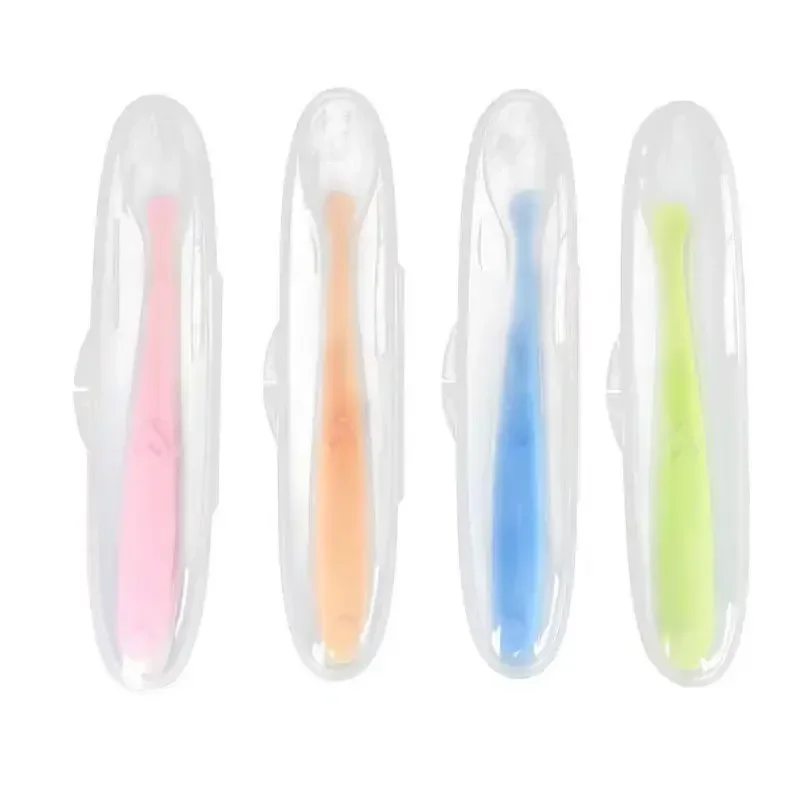 Baby Feeding Silicone Spoons Training Children Infant Food Grade Flatware Tableware Cutlery Silicone Spoon with Box silicone feeding spoon silicone cutlery set learning spoons baby cutlery