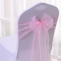 New 100-10PCS Organza Chair Sashes Knot Bands Chair Bows for For Wedding Party Banquet Event Country Wedding Chair Decoration 4
