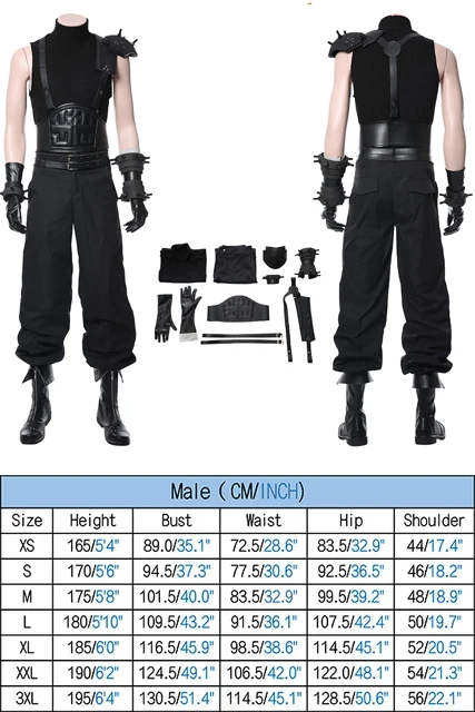 thumbnail image 1 of Peluca de cosplay de Fantasia Final Cos Cloud Strife, disfraz de FF7, muñeca, chaleco, pantalones, cinturón, traje de carnaval de Halloween para hombre adulto, 1 of 5