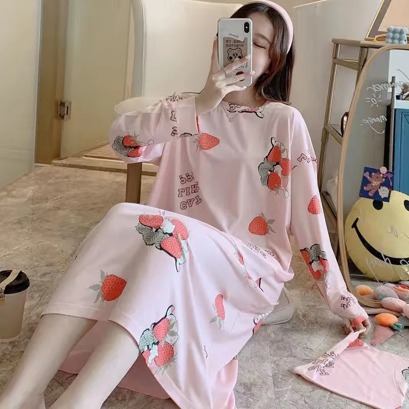 Maternity Nightgown Set Four Seasons Pregnant Woman Long-Sleeved Loose Homewear