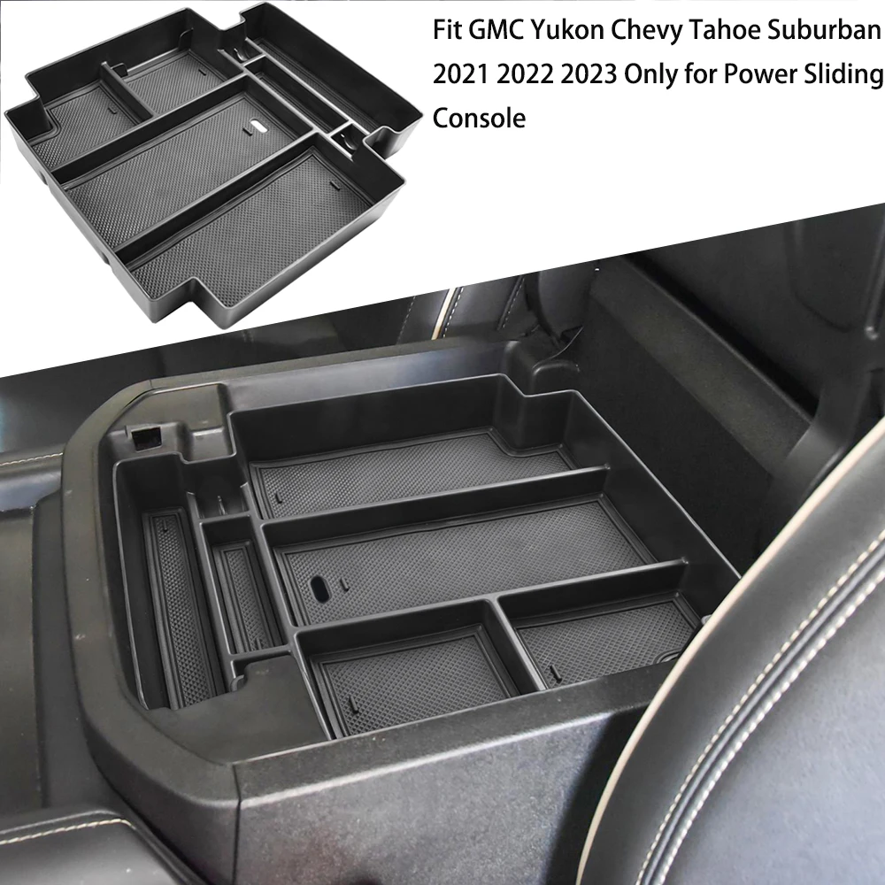 

Power Sliding Center Console Organizer for 2021-2023 GMC Yukon Chevy Tahoe Suburban Armrest Storage Box Interior Accessories