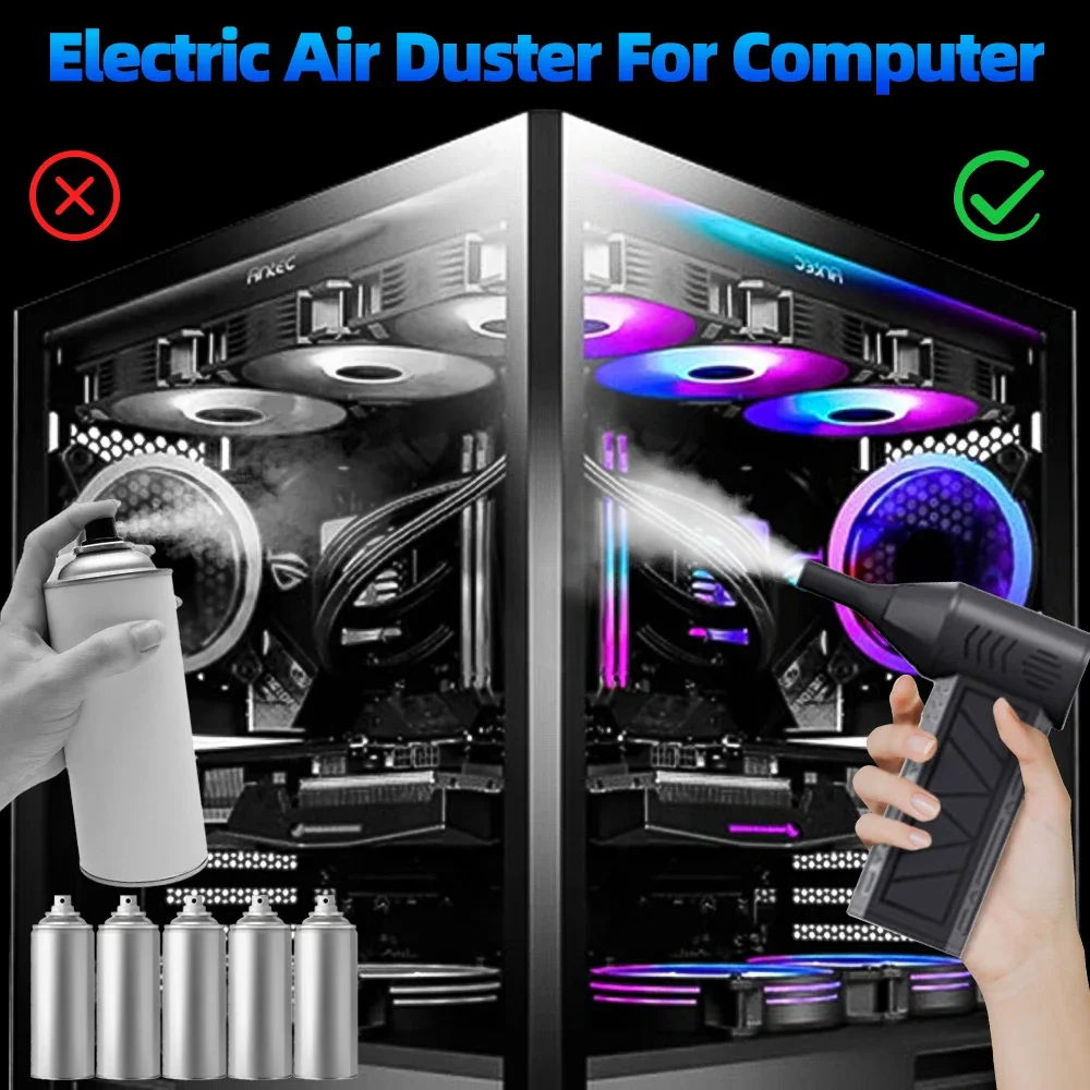 Brushless Mini Air Blower 130000RPM Electric Compressed Air Duster 3 Gear Turbo Jet Fan Violent Blower Rechargeable with Light 4