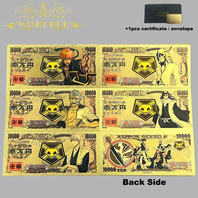 All Styles Nice Japan Anime Banknote Sets Anime Plastic Card in 24k Gold Plated For Collection
