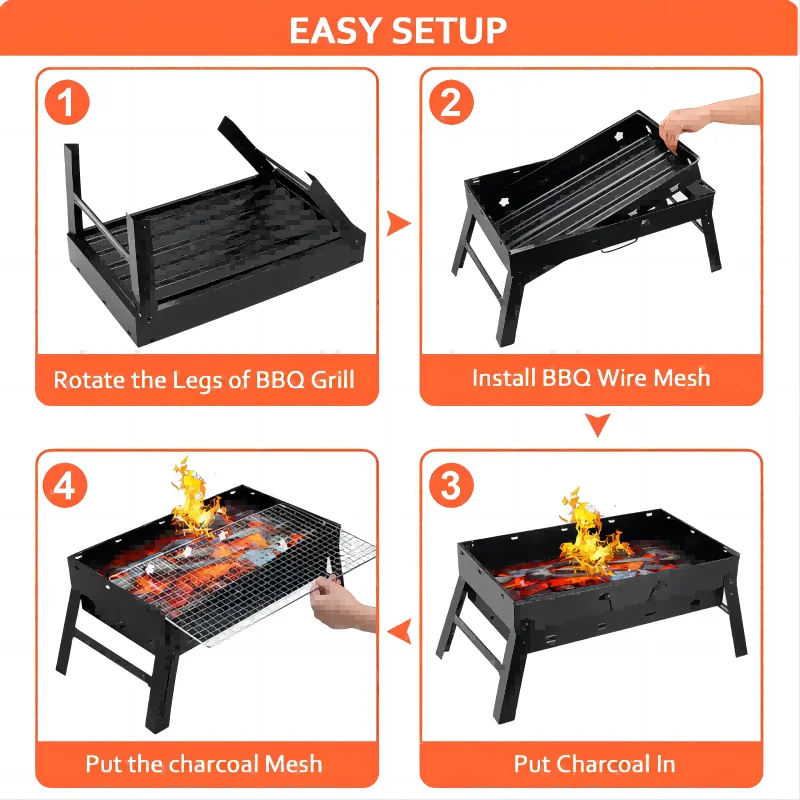 BBQ Grill Portable Stainless Steel Tool Kit Outdoor Cooking Camping Picnic Beach barbecue charcoal stove barbecue stove barbecue grill