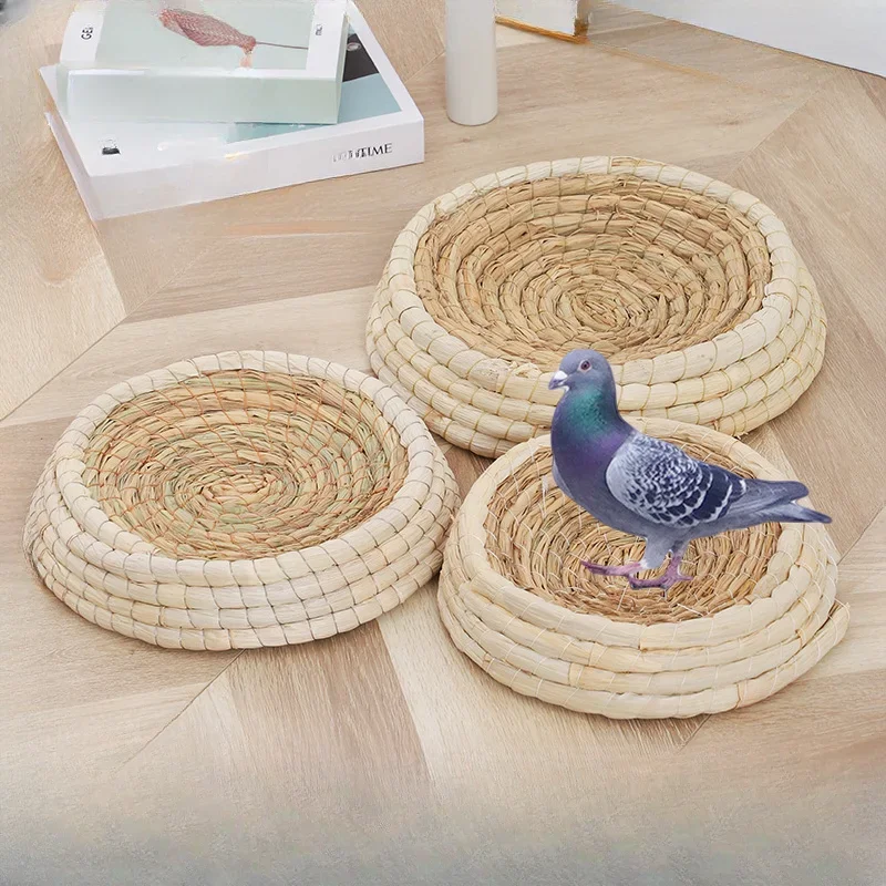 Grass Woven Pigeon Nest Carrier Pigeon Nest Hatching and Breeding Corn Husk Anti Rollover Grass Pet Supplies Bird Nest