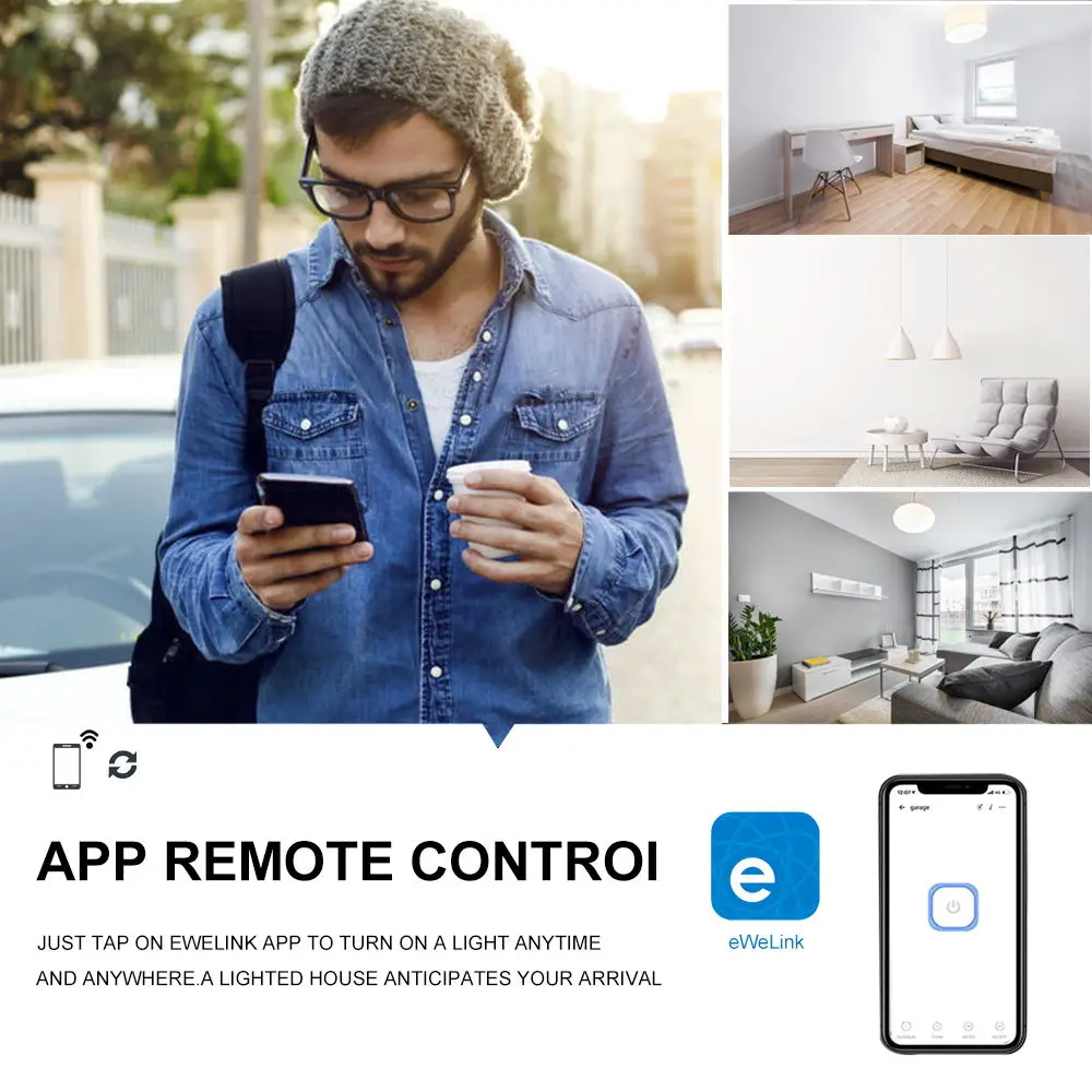 EWelink Mini E27 Wifi Lamp Holder Remote Control APP Smart Home Light Bulbs Adapter Via Alexa Google Home Voice Control for Lamp Holder Lamp Bulb Holder Lamp Socket Adapter