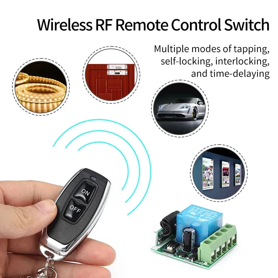 Kebidu 433Mhz 원격 제어 무선 스위치 DC 12V 1CH RF 10A 릴레이 수신기 및 2CH 송신기 도어 전자기 잠금 장치용