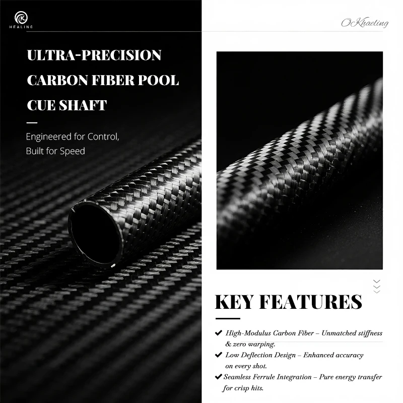 12.9mm 29인치 100% 카본 파이버 당구 샤프트 3/8x8 레이디얼 로우 디플렉션 프로페셔널 블랙 테크놀로지 샤프트 (당구 큐대용)