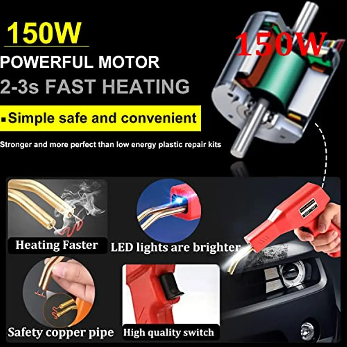 150W Upgraded Plastic Welder Kit 1200PCS Hot Stapler Welding Machine Car Bumper Repair Kit,2 in 1 Plastic Welder Soldering Gun 4