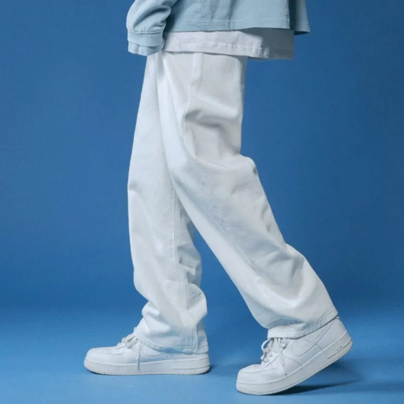 White Jeans Men Loose Denim Trousers Neutral straight pants pour