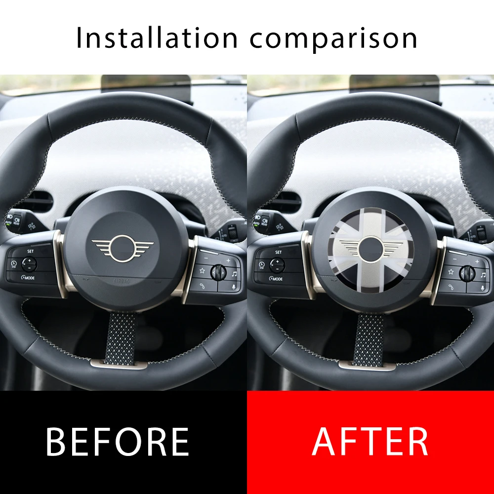 Union Jack Steering Wheel Center Panel Car Sticker For MINI U25 F65 F66 Cooper J05 J01 EV Car-Styling Accessories Interior Trim