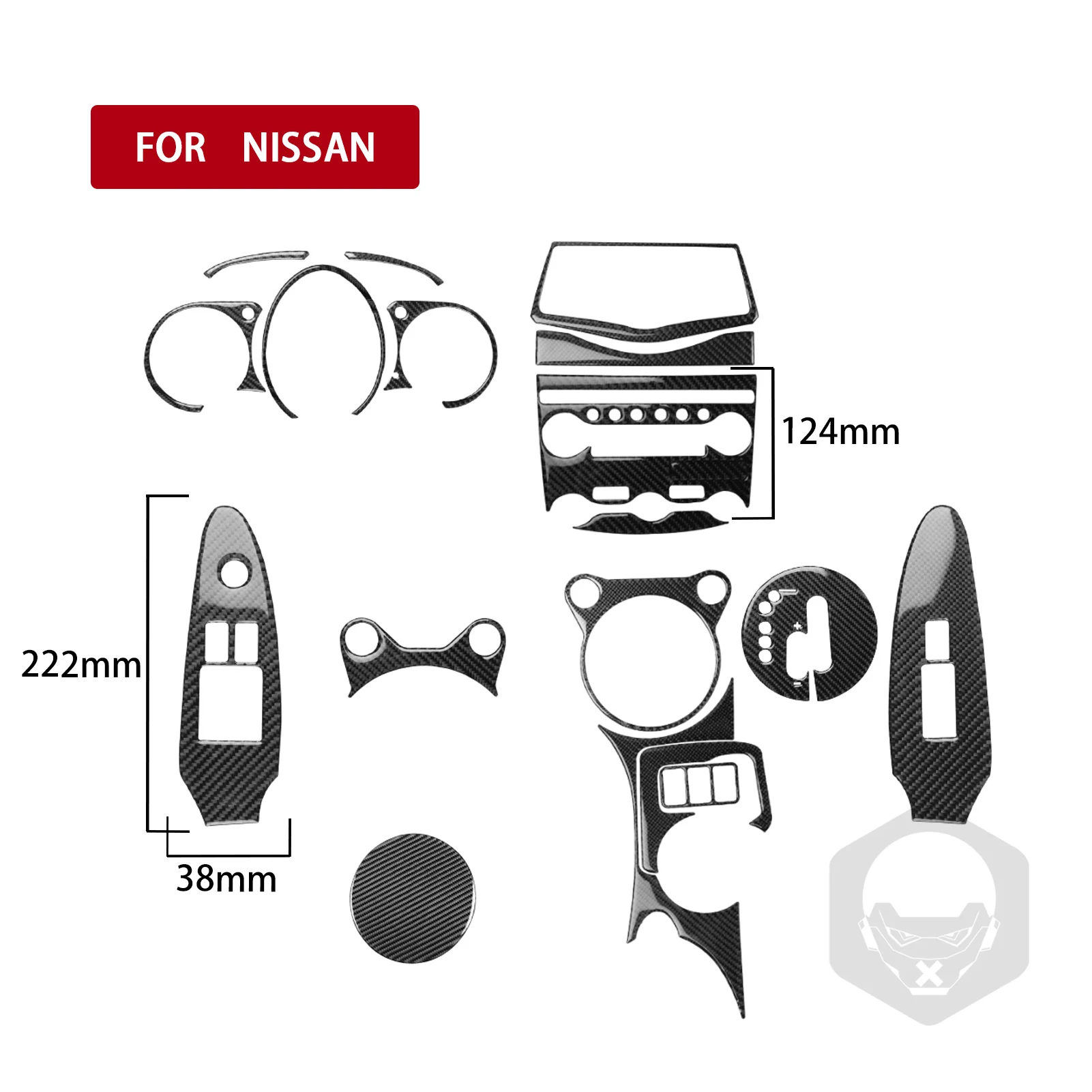 For NISSAN 370Z Z34 2009+ Central Control Gear Shift Knob Air Conditioning Navigation Lifting Real Carbon Fiber Sticker Trim