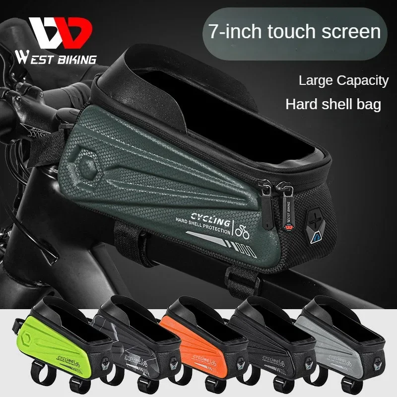 

WEST BIKING Bicycle Bag EVA Hard Shell Front Beam Bag Mobile Phone Waterproof Top Tube Bag Mountain Bike Riding Equipment