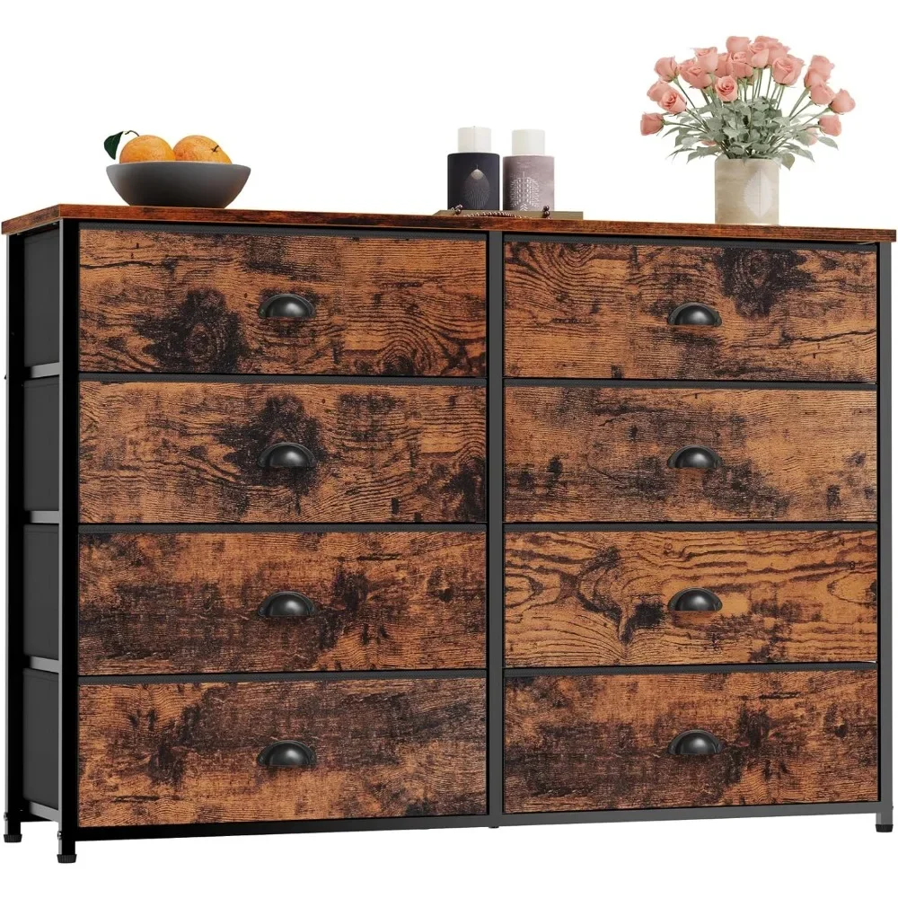 

Furnulem 8 Drawer Dresser Wide 40'' Long, Storage Chest of Drawer for 50'' TV Stand, Closet, Bedroom, Nursery, Fabric Bins