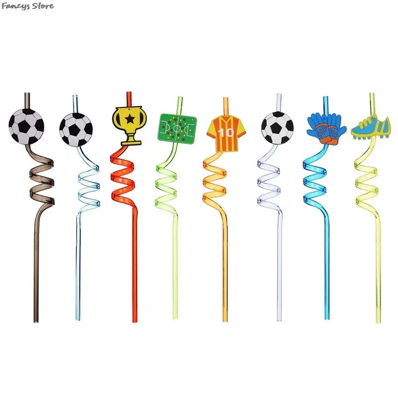 8PCS Football Club Drinking Straw Glass Cocktails Bar Juice Straws Cheering Beer Sports Theme Party Decoration Drink Tableware