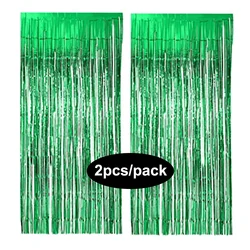 Glamorous Multi-Color Foil Fringe Curtain Set for Party Backdrop Decorations (Green)