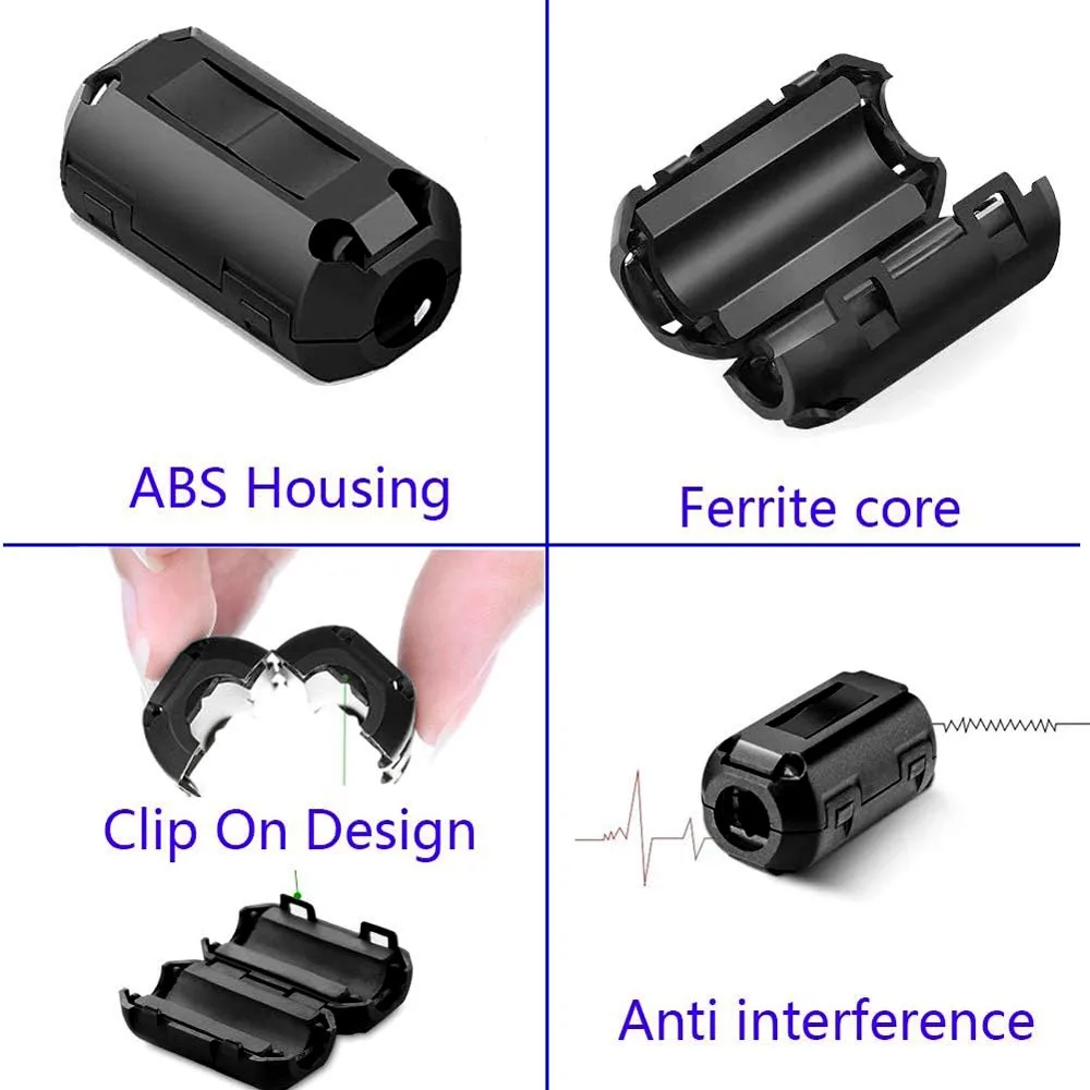 22/25 Stück Clip-on Ferritkern-Perlen EMI RFI Störschutzfilter für USB-Audio-Video-Stromkabel Anti-Interferenz-Drossel – Detail 4