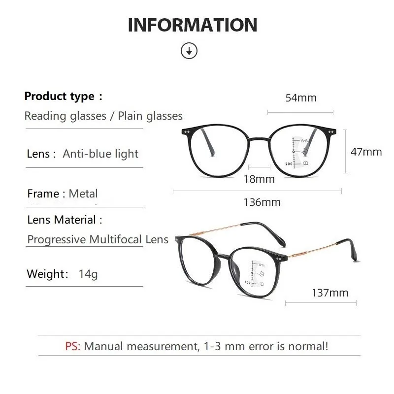 Auto-Adjusting Multifocal Reading Glasses with Clear Black Frames