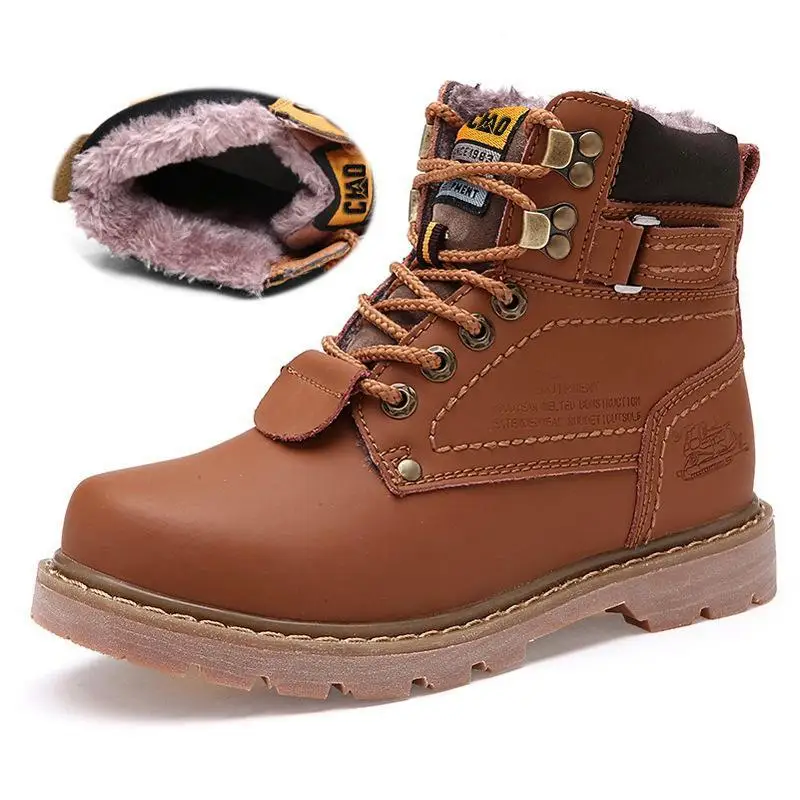 

Outdoor Oversized Autumn and Winter Men's British Warm High Heatness Thick Sole Elevated Martin Boots Snow Boots Cotton Shoes