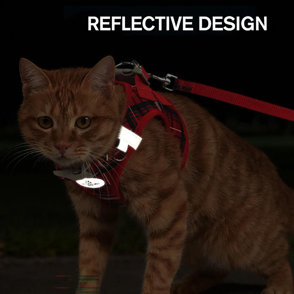 Adjustable Plaid Pet Leash And Collar Set For Cats And Dogs_voghion.com