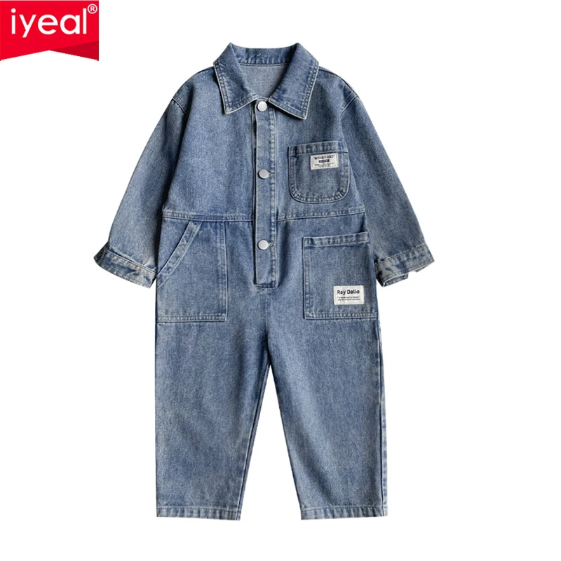 

IYEAL Spring Autumn Toldder Denim Jumpsuit For Girls Clothes Infant Boy Overalls Kids Clothes Children Baby Boys Rompers