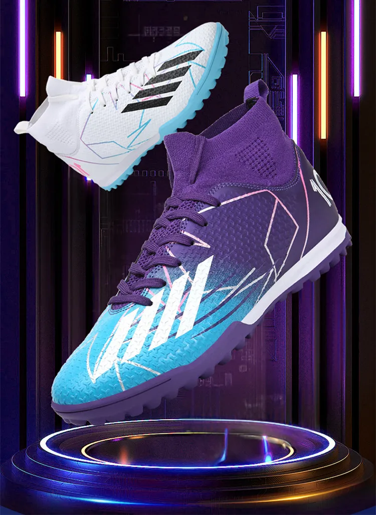 Description Picture 3 of itemWhite High Top Soccer Shoes Man Professional Unisex TF/FG Football Boots Outdoor Football Games Futsal Shoes Men Sports Shoes