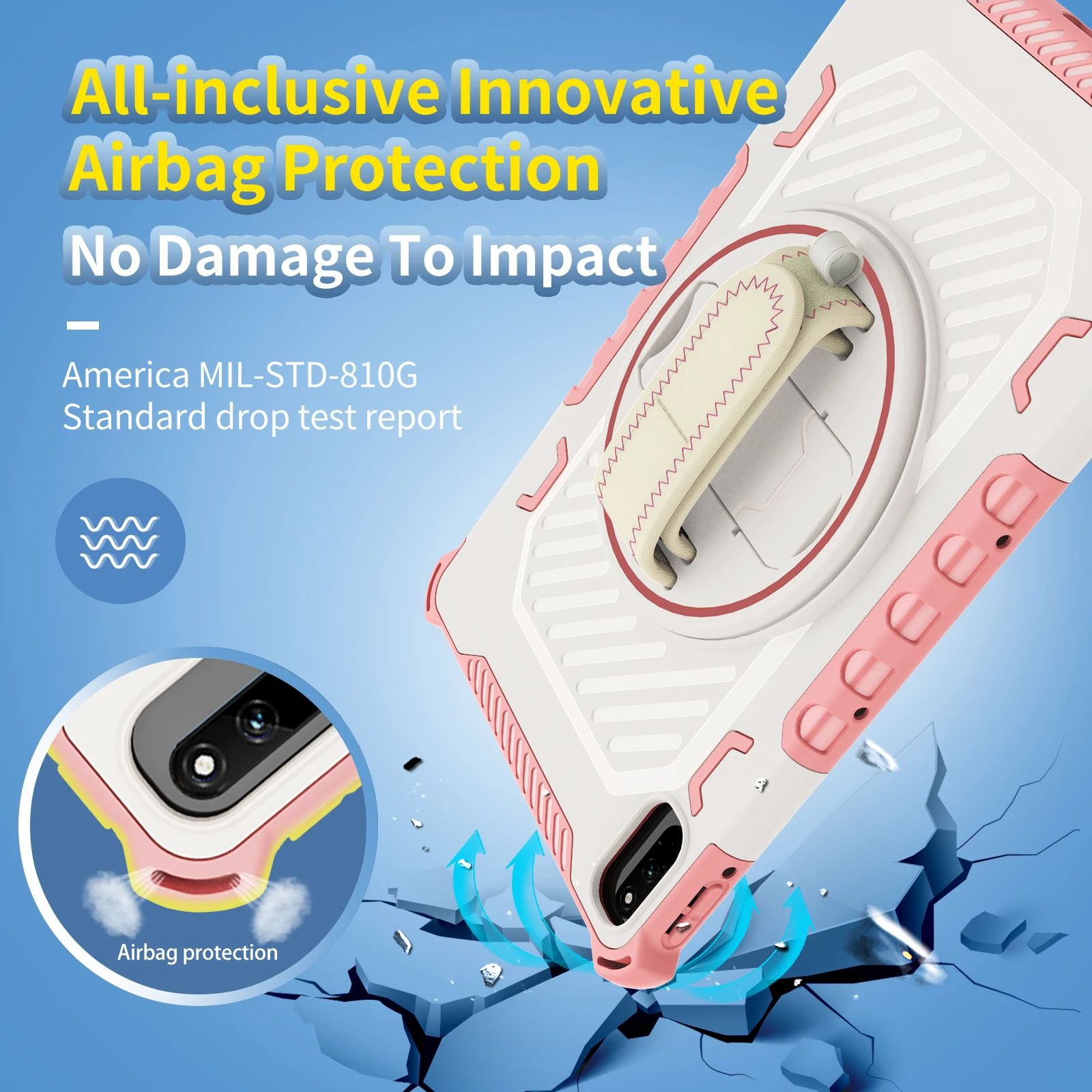 Versatile 360° Rotating Shockproof Tablet Case with Hand Strap and Stand