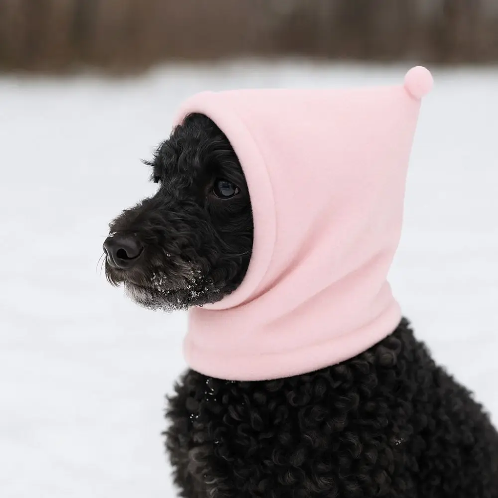 Fleece Pet Transformation Hat Solid Color High Neck Dog Soothing Hat Warm Drawstring Adjustment Pet Warm Earmuffs