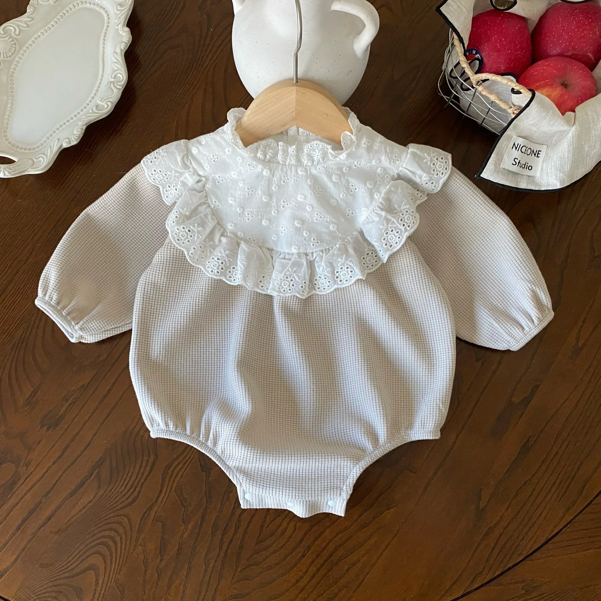 Toddler Baby Girls Lace Collar Bodysuit