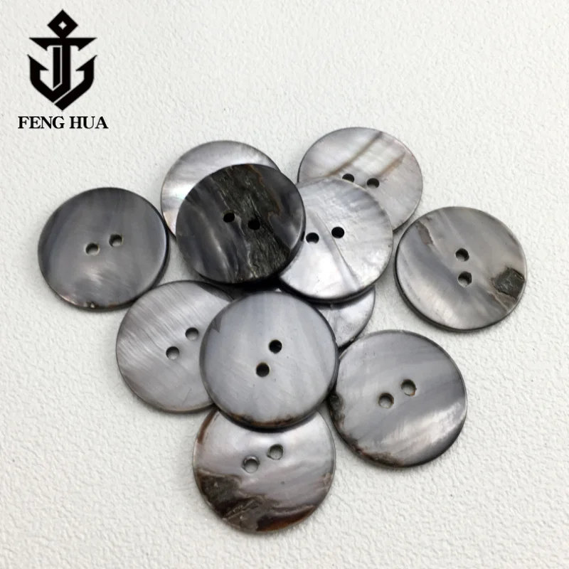 10PC Natural Black Mother of Pearl Shell Grey Round 2-holes Flatback Button DIY Suit Cufflinks Invitation Scrapbook Sewing Decor 5