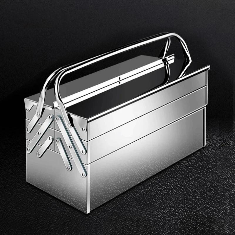 Three-Layer Folding Thickening Toolbox Stainless Steel Multi-Function Toolbox Industrial Portable Hardware Storage Household 6